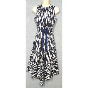 Vtg Donna Morgan Midi Maxi Dress 2 Shark Bite Hem Geometric Stripes Prairie Chic